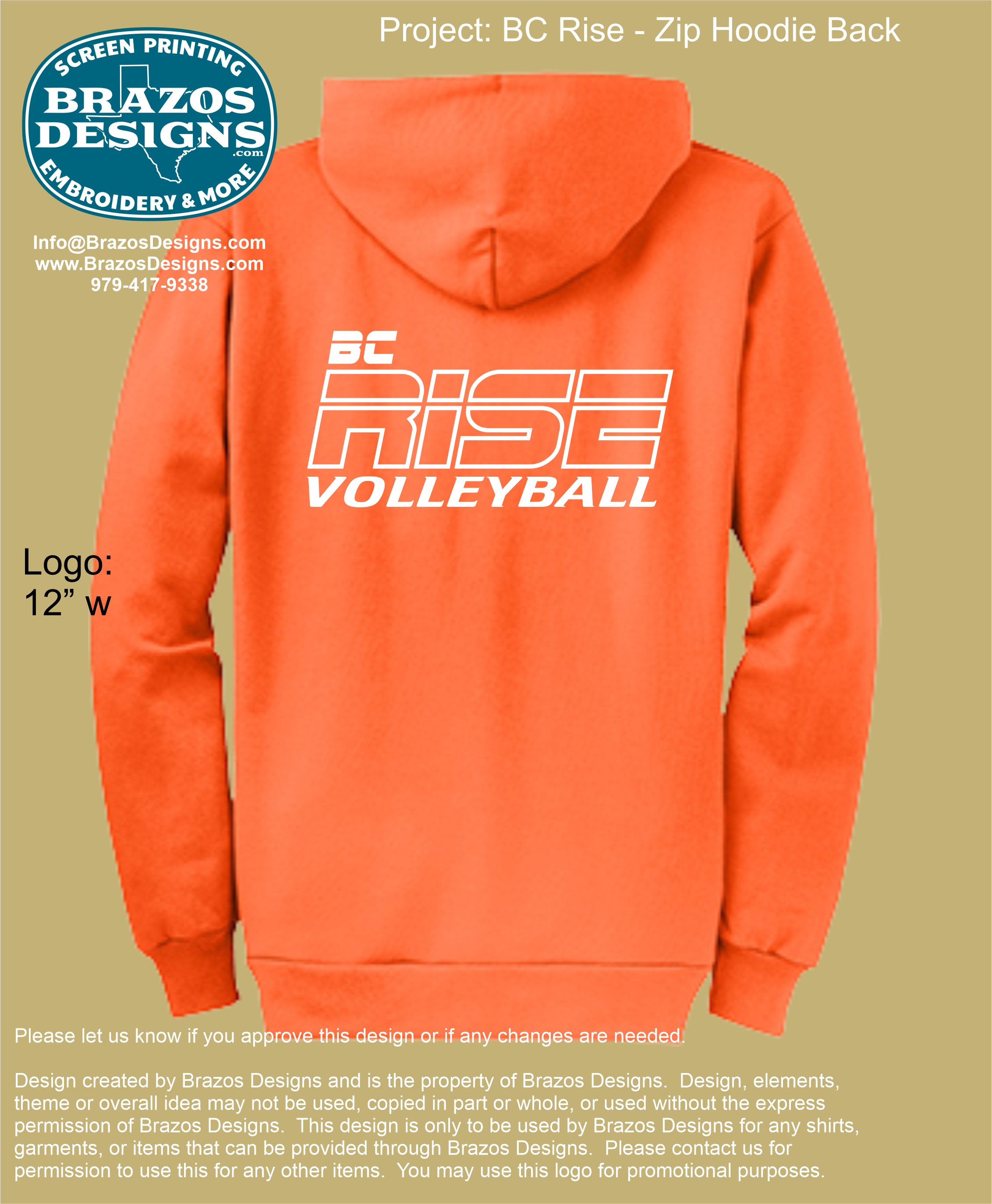 BC Rise Orange Full-Zip Hoodie - Brazos Designs